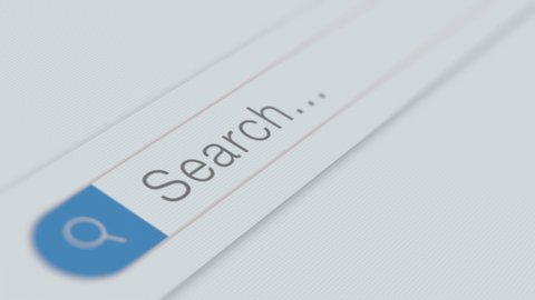 search bar animation, close-up of a computer screen, web browser search bar, light theme (3d render)