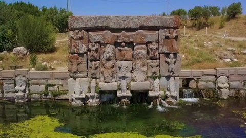 Hittite Period Antique Fountain in Turkey. It is located in the Beyşehir district of Konya