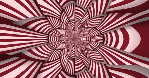 Looping animation with a series of converging and intersecting groups of shifting stripe patterns, creating a mesmerizing pattern