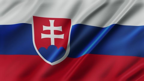 Slovakia waving flag fabric texture of the flag and 3d animation background.