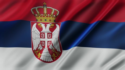 Serbia  waving flag fabric texture of the flag and 3d animation background.