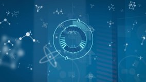 Animation of scope scanning over molecules and data processing. global business, data processing and digital interface concept digitally generated video. - Powered by Shutterstock - Get 15% off with code: PIKWIZARD15
