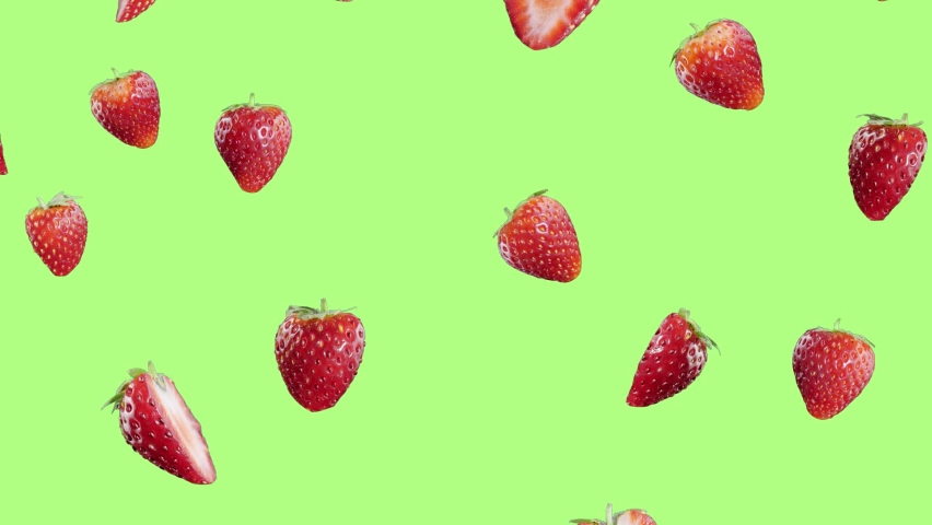 strawberries falling on a flat background. slow falling strawberries Royalty-Free Stock Footage #1087775675