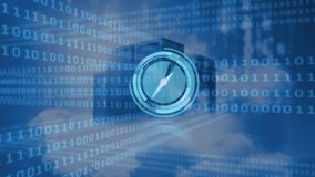 Animation of binary coding and moving clock over server room. global connections, technology, data processing and digital interface concept digitally generated video. - Powered by Shutterstock - Get 15% off with code: PIKWIZARD15