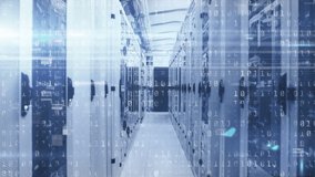 Animation of interference and binary coding over server room. technology, connections and digital interface concept digitally generated video. - Powered by Shutterstock - Get 15% off with code: PIKWIZARD15