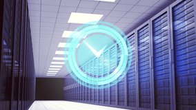 Animation of clock moving fast over computer servers in tech room. global data processing, data transfer and technology concept digitally generated video. - Powered by Shutterstock - Get 15% off with code: PIKWIZARD15