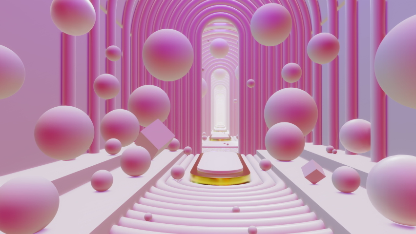 Abstract Scene Pastel Color With Geometry Tunnel is motion footage for retro art films and cinematic in minimalist style scene. Also good background for scene and titles, logos. | Shutterstock HD Video #1087790857