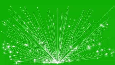 Light rays and glitter particles motion graphics with green screen background