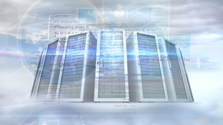 Animation of isohypses, data processing and servers over clouds. global technology, computers and digital interface concept digitally generated video. - Powered by Shutterstock - Get 15% off with code: PIKWIZARD15