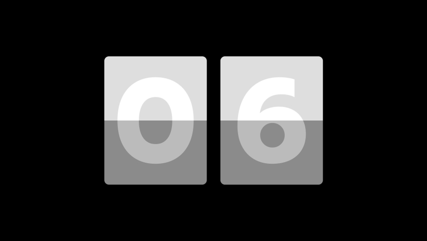 10 second real time count up flip timer stopwatch on transparent background 