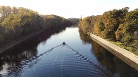 Beautiful aerial view of river Cher in Loire Valley on a nice and sunny fall day