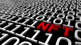 NFT. 3D text inside digital binary code. Seamless loop animation - Powered by Shutterstock - Get 15% off with code: PIKWIZARD15