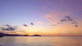 Tropical sea at sunset or sunrise over sea video 4K, The sun touches horizon, Red sky in golden hour amazing seascape,Ocean beach sunsets beautiful sky