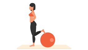 Split squat exercise. Female workout with fitball.
