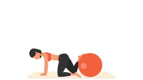Plank hold exercise. Female workout with fitball.