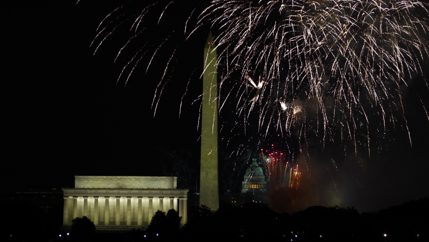 Fireworks Across the Potomac River in Washington DC Closeup