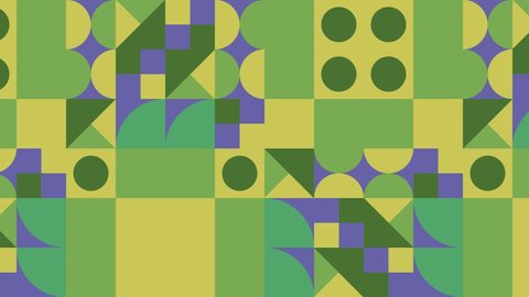 Multicolor geometric pattern with very peri violet elements. Random tiles in abstract animated mosaic. Motion graphic background in a retro flat design