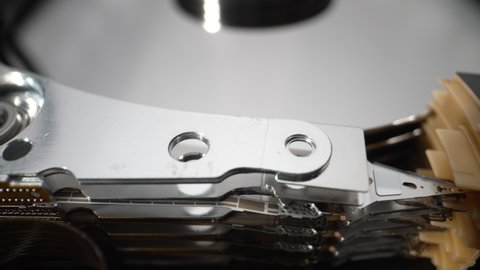 Head block disassembled hard drive Close-up