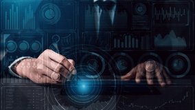 Big Data Technology for Business Finance Analytic conceptual. Modern graphic interface shows massive information of business sale report, profit chart and stock market analysis on screen monitor. - Powered by Shutterstock - Get 15% off with code: PIKWIZARD15