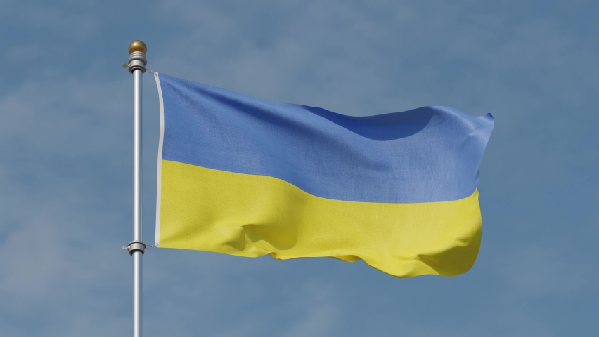Ukraine Flag Loop. Realistic 4K. 30 fps flag of the Ukraine. Ukraine flag waving in the wind. Seamless loop with highly detailed fabric texture. Russia vs Ukrain. War. Ukrain army. Putin army. Royalty-Free Stock Footage #1087818425