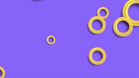 Abstract violet geometric motion background with yellow minimal circles. Seamless looping. Video animation Ultra HD 4K 3840x2160