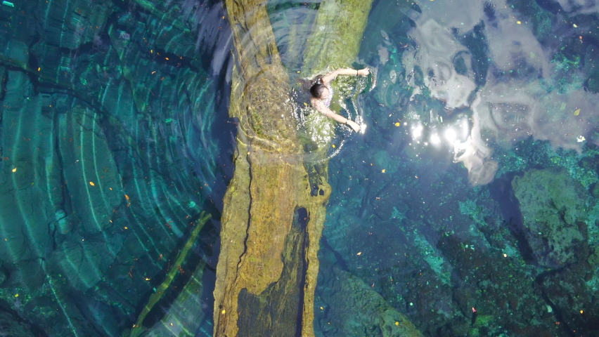 Aerial view of a cenote in Punta Cana, Dominican Republica