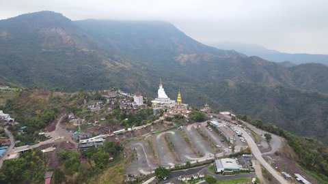 Aerial view of wat phra that pha son kaew in Khao kho. Phetchabun province, Thailand,Buddha peaceful landscape