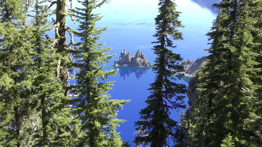 Small island in the Crater Lake National Park Oregon | Shutterstock HD Video #1087833903