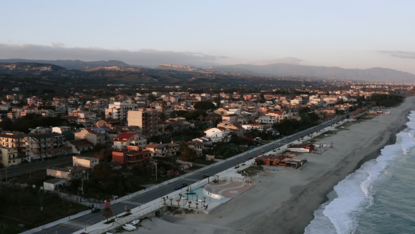 Aerial view of the Ionian coast of Calabria. Ardore Marina 