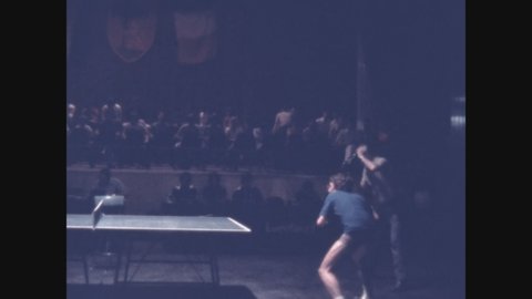 PAVIA, ITALY MAY 1965: Table tennis championship in 60s