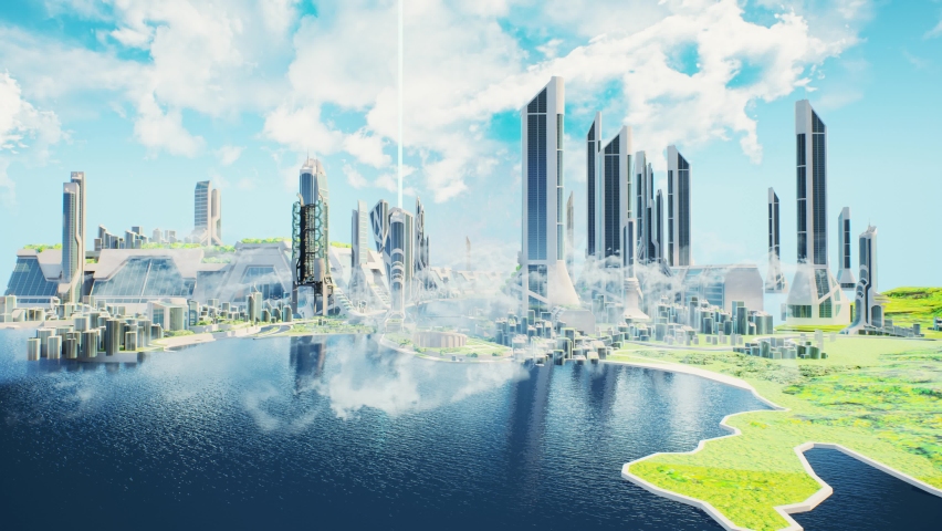 Super cool utopia city for metaverse | Shutterstock HD Video #1087843319