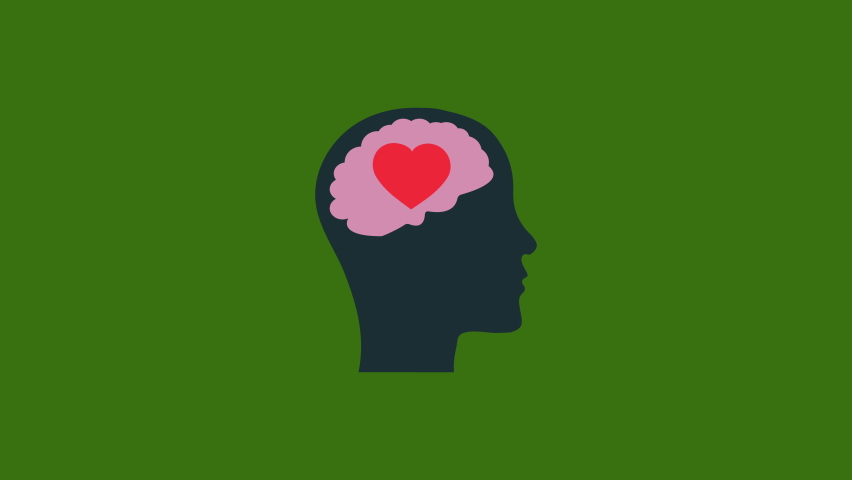 Human Head with Heart animation.4K motion animation.