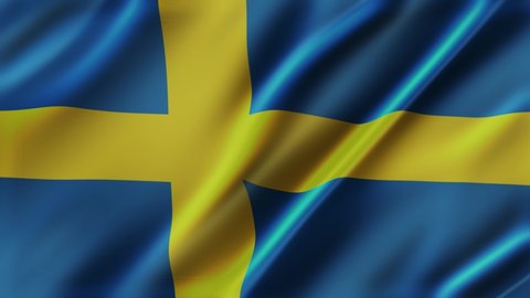 Sweden waving flag fabric texture of the flag and 3d animation background.