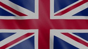 United Kingdom flag 4k video, motion animation realistic with fabric texture, perfect for background.
