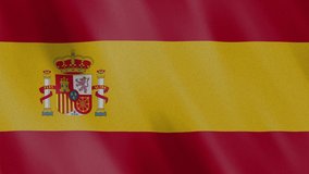 Spain flag 4k video, motion animation realistic with fabric texture, perfect for background.