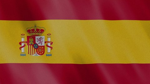 Spain flag 4k video, motion animation realistic with fabric texture, perfect for background.