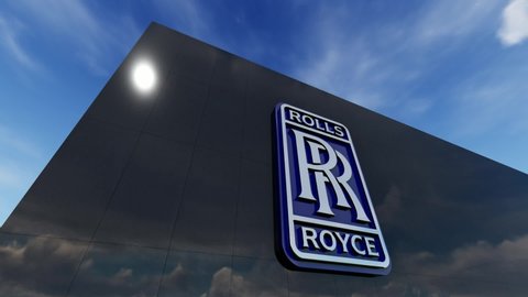 Rolls Royce logo on the wall, Editorial use only, 3D animation