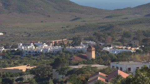 Aerial view of white village in Almeria.Spain. 4k Drone Video