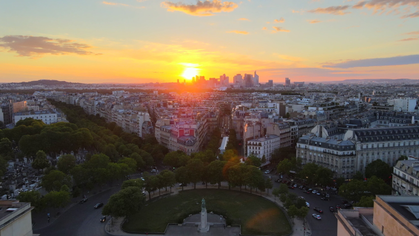 Flying from the Trocadero towards Port Dauphine in Paris | Shutterstock HD Video #1087884259