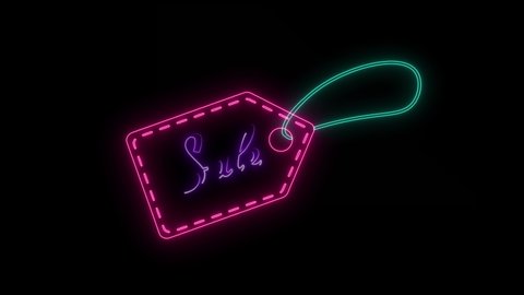4K video Neon Line light Sale, price tag icon animation design. Price tag icon simple animated design template. Isolated sale tags. Web, Website, e-commerce Online shopping, Online marketing, Business