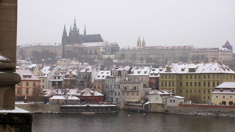 Prague's snowy Castle - Gothic building