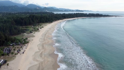 Aerial 4K video of Lampuuk Beach, Aceh, Indonesia.