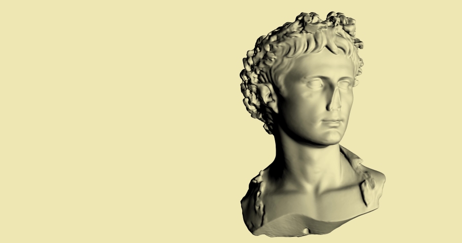 Head of classical statue in 3D model released in CC0 license, rotating in loop. Concept for digital NFT of greek and roman classical art. Digital heritage communication Royalty-Free Stock Footage #1087890357