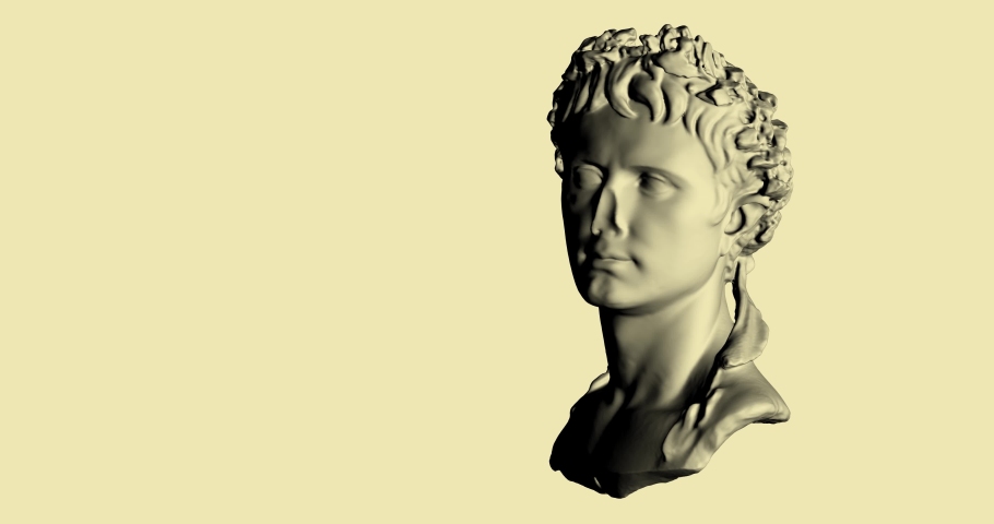Head of classical statue in 3D model released in CC0 license, rotating in loop. Concept for digital NFT of greek and roman classical art. Digital heritage communication Royalty-Free Stock Footage #1087890357