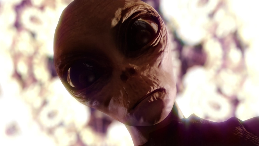 Alien looks around and at you. Remain calm - you will be returned shortly | Shutterstock HD Video #1087891927