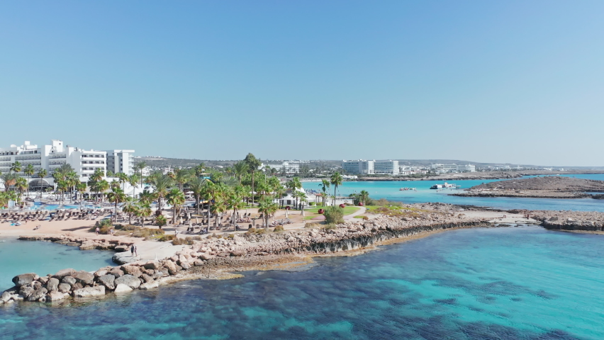 Cyprus, beautiful views of the beaches of Cyprus, Mediterranean Sea, aerial view