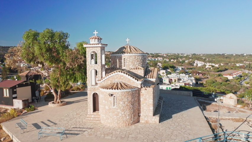 Church of St. Elias, Protaras, Cyprus, beautiful views of Cyprus, Mediterranean Sea, aerial view	
