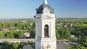 Vysotsky monastery, Christian temples of Serpukhov, Beautiful summer aerial footage, cities of Russia	
