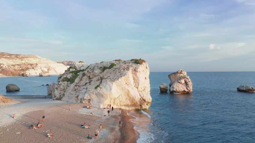 Rock of Aphrodite, Cyprus, beautiful views of Cyprus, Mediterranean Sea, aerial view	