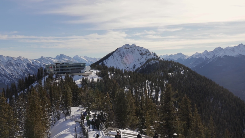 Banff National Park, Snow capped mountain peak in the distance, Wilderness Scenery Viewpoint Landscape